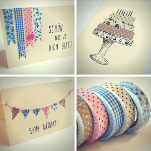Anleitung: 3 Washi-Tape-Karten mit Bastelvorlage