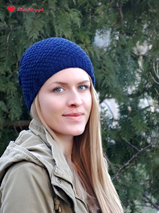 Anleitung: Dunkelblaue Strickbeanie aus Baumwolle