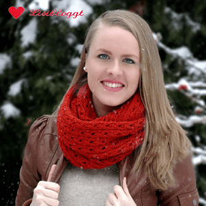 Anleitung: Rostroter Loop-Schal mit Ajourmuster