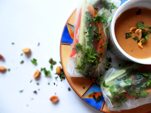 vegane sommer rollen mit erdnuss sauce 5