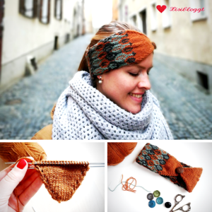 Anleitung: Dreifarbiges Norweger-Stirnband mit Knopf