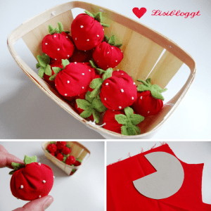 Anleitung: Erdbeeren fuer den Kaufladen naehen